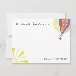 Hot Air Balloon & Sun Personalized Flat Notecard