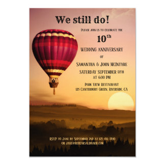 Hot Air Balloon Sunset Anniversary Invitation
