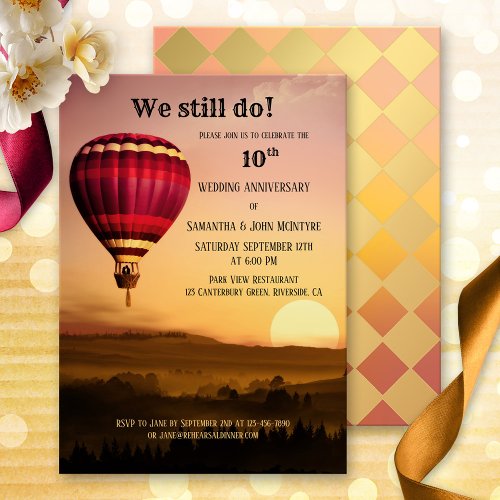 Hot Air Balloon Sunset Anniversary Invitation