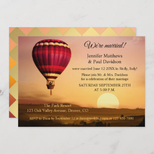 Hot Air Balloon Sunset Post Wedding Invitation