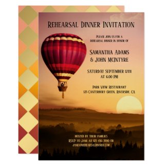 Hot Air Balloon Sunset Rehearsal Dinner Invitation