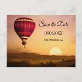 Hot Air Balloon Sunset Save the Date Postcard (Front)