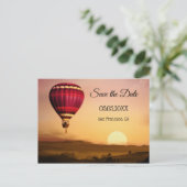 Hot Air Balloon Sunset Save the Date Postcard (Standing Front)