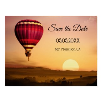 Hot Air Balloon Sunset Save the Date Postcard