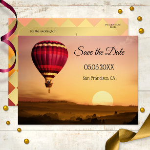 Hot Air Balloon Sunset Save the Date Postcard