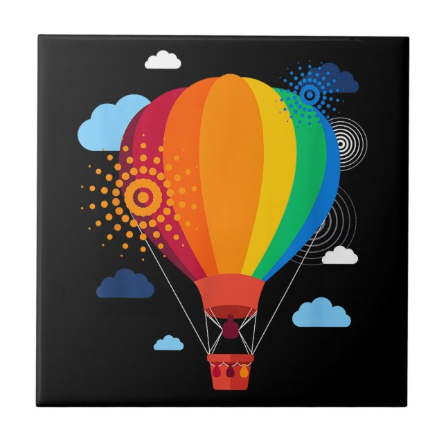 Hot Air Balloon T-Shirt Hot Air Balloon Rides Fest Ceramic Tile (Front)