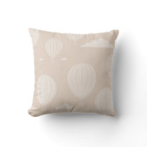 Hot Air Balloon -Tan Throw Pillow