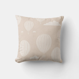 Hot Air Balloon -Tan Throw Pillow