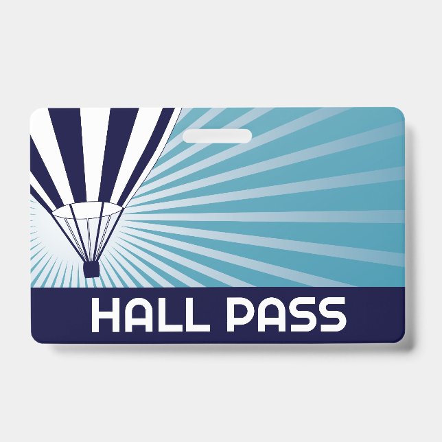 Hot Air Balloon Teacher Hall Pass  Badge (Front)