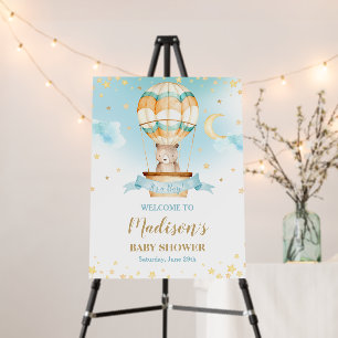 Hot Air Balloon Teddy Bear Baby Shower Boy Welcome Foam Board