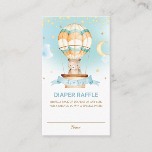 Hot Air Balloon Teddy Bear Boy Diaper Raffle Enclosure Card