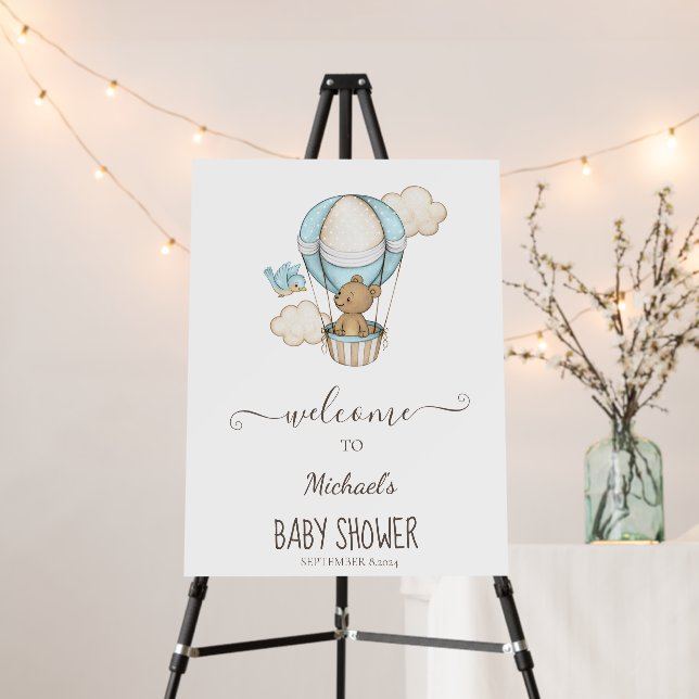Hot Air Balloon Teddy Bear Cloud Bird Baby Shower Foam Board (In Situ (Stand))