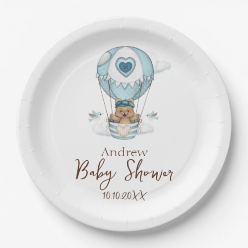 Hot Air Balloon Teddy Bear Cloud Bird Paper Plates