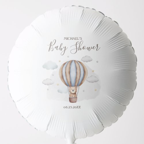 Hot Air Balloon Teddy Bear Clouds Baby Shower