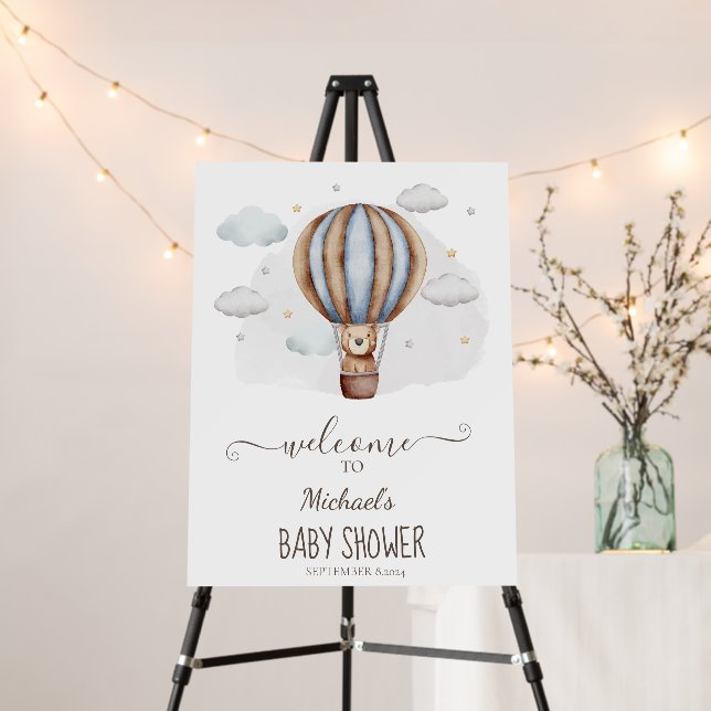  Hot Air Balloon Teddy Bear Clouds Baby Shower Foam Board (In Situ (Stand))