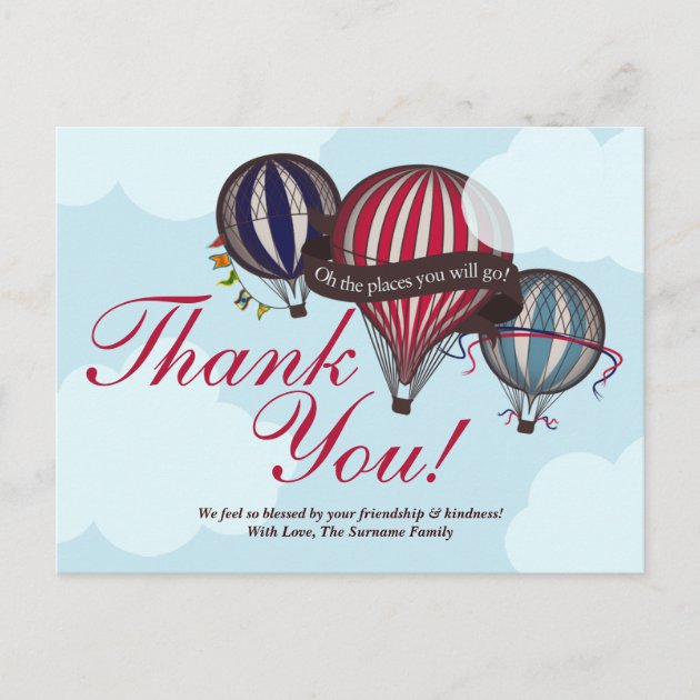 Tranquil Hot Air Balloons & Lavender Field & Freepost 1st class Thank You Card