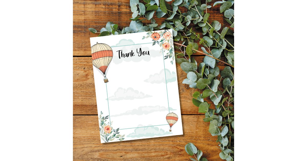Hot Air Balloon Thank You Card | Zazzle