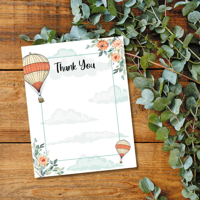Hot Air Balloon Thank You Card | Zazzle