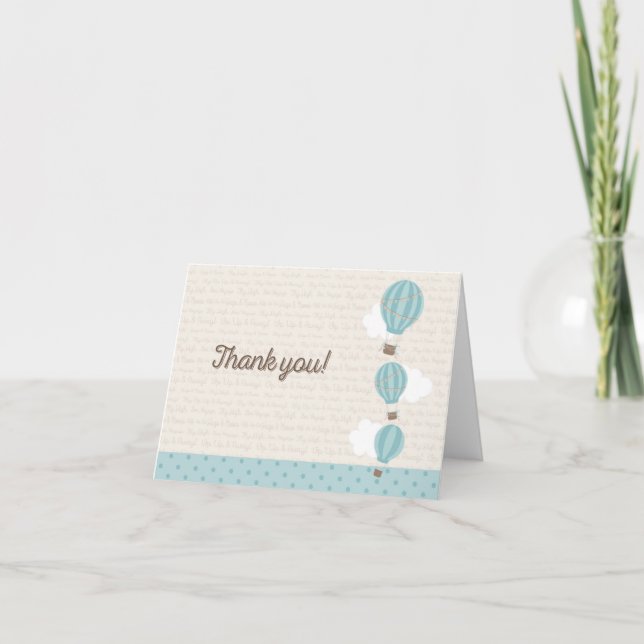 Hot Air Balloon Thank You Card Rustic (Front)