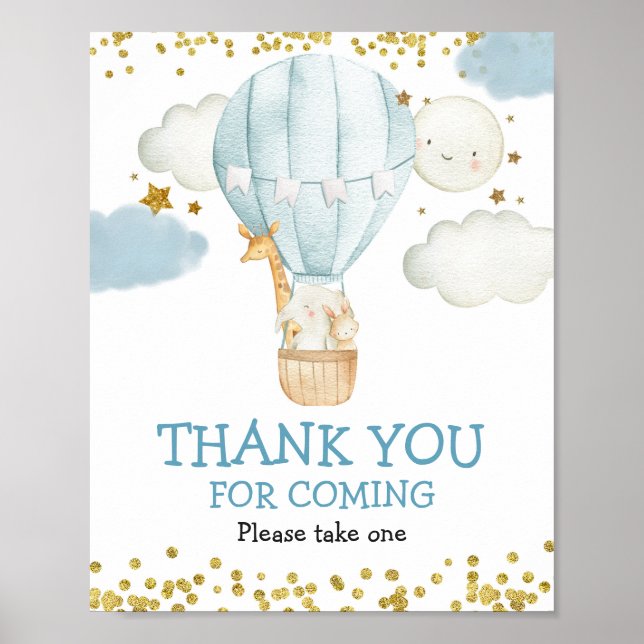  Hot Air Balloon Thank you for coming Favor Sign (Front)