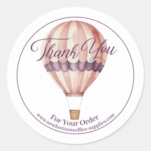 Hot Air Balloon Thank You For Your Order Business Classic Round Sticker