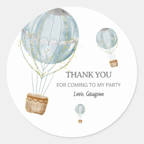 Hot Air Balloon Thank You Party Sticker