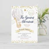 Hot air balloon the greatest adventure baby shower invitation (Standing Front)