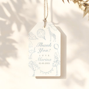 Hot air balloon toile baby shower  gift tags