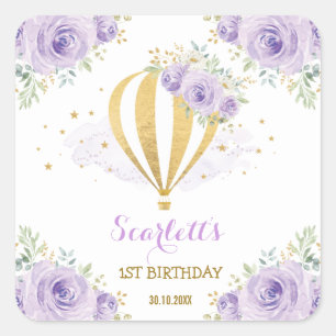 Hot Air Balloon Travel Adventure 1st Birthday Square Sticker