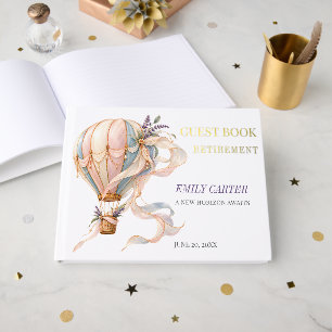 Hot Air Balloon Travel Retirement Gold Foil Guest Book