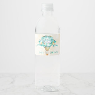 Turquoise water bottle labels