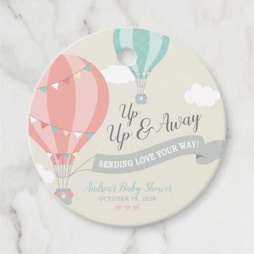 Hot Air Balloon Up  Away Baby Shower Round Favor Tags