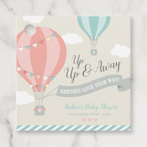 Hot Air Balloon Up  Away Baby Shower Square Favor Tags