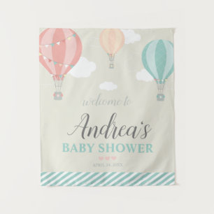 Hot Air Balloon Up & Away Baby Shower Welcome Sign Tapestry