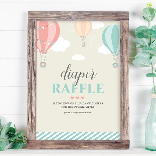 Hot Air Balloon Up  Away Diaper Raffle Game Sign