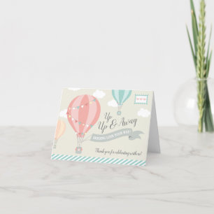 Hot Air Balloon Up & Away Pastel Letterpress Thank You Card