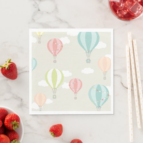 Hot Air Balloon Up  Away Pastel Paper Napkins