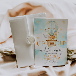 Hot Air Balloon Up Up and Away Birthday Invitation
