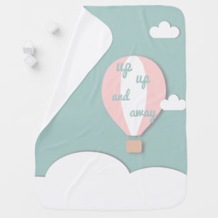 Hot Air Balloon, Up Up and Away Pink Baby Blanket