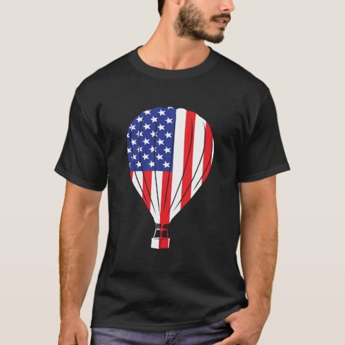 Hot Air Balloon Usa Flag American Inside Me Flying T_Shirt