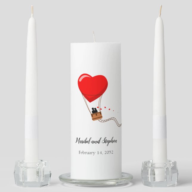 Hot Air Balloon Valentine Wedding Unity Candle Set (Front)