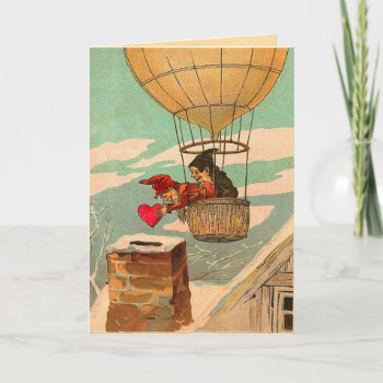 Hot Air Balloon Valentine's Day Holiday Card by golden_oldies at Zazzle