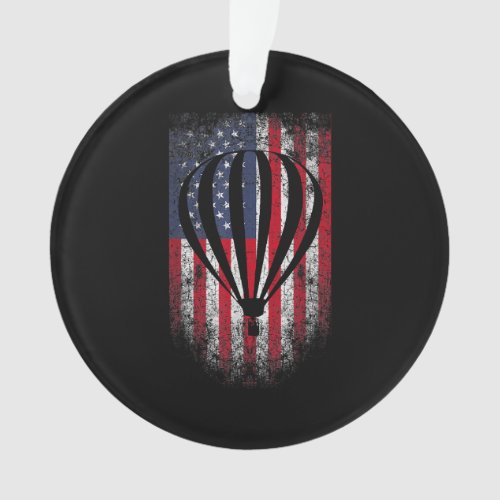 Hot Air Balloon Vintage USA Flag  Ornament