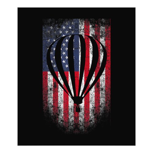 Hot Air Balloon Vintage USA Flag  Photo Print