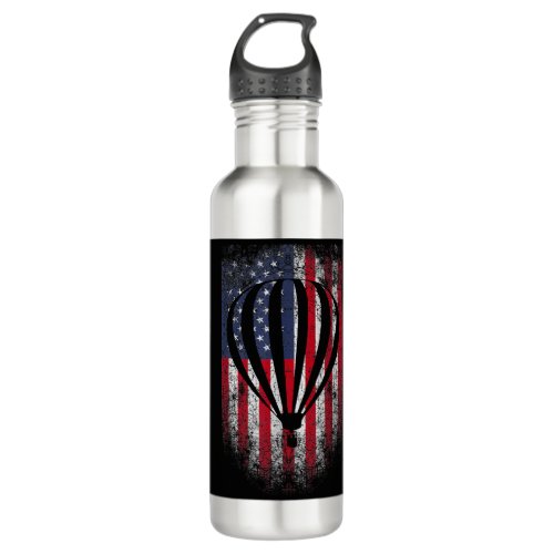 Hot Air Balloon Vintage USA Flag  Stainless Steel Water Bottle