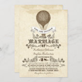 hot air balloon vintage wedding invitations (Front/Back)