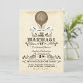 hot air balloon vintage wedding invitations (Standing Front)