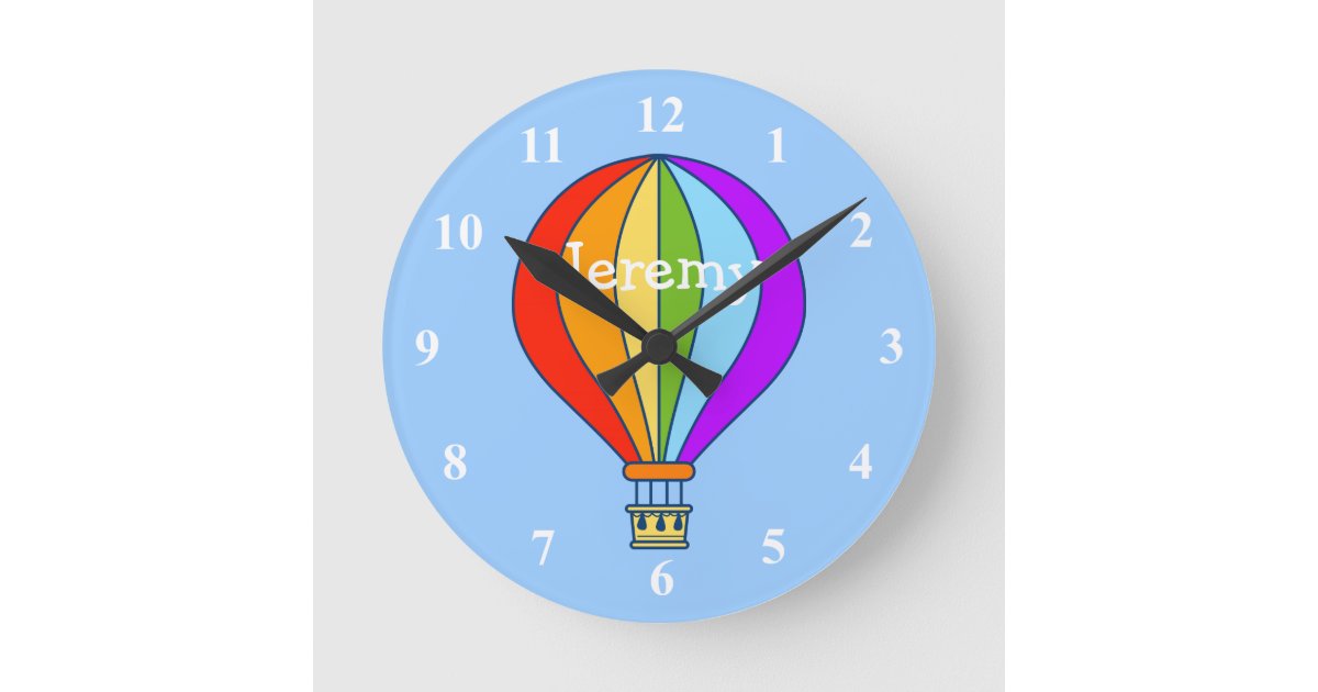 Hot air balloon wall clock for kids room