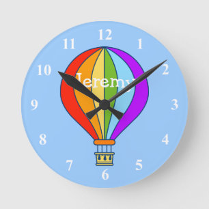Hot air balloon wall clock for kids room