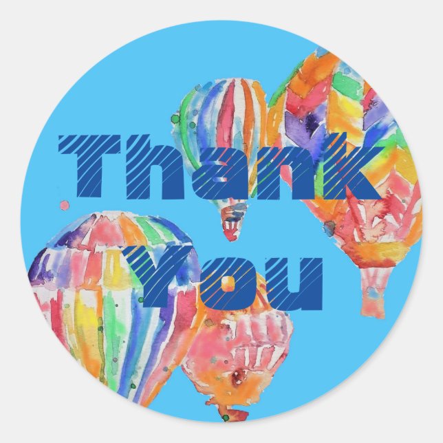 Hot Air Balloon Watercolor Boys Birthday Sticker (Front)